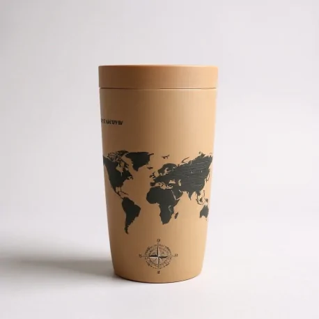 Kubek termiczny do kawy Coffee Format, w kolorze brązowym, z motywem mapy, o pojemności 350 ml