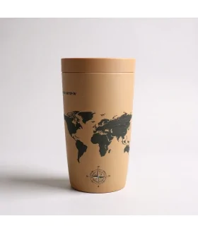 Kubek termiczny do kawy Coffee Format, w kolorze brązowym, z motywem mapy, o pojemności 350 ml